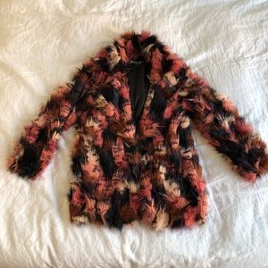 Faux fur multicolor coat